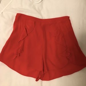 H&M Red Shorts with Ruffles